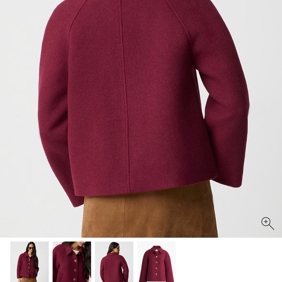 J. Crew Factory Rich Burgundy Pea Coat with Gold Buttons - Picture 3 of 3